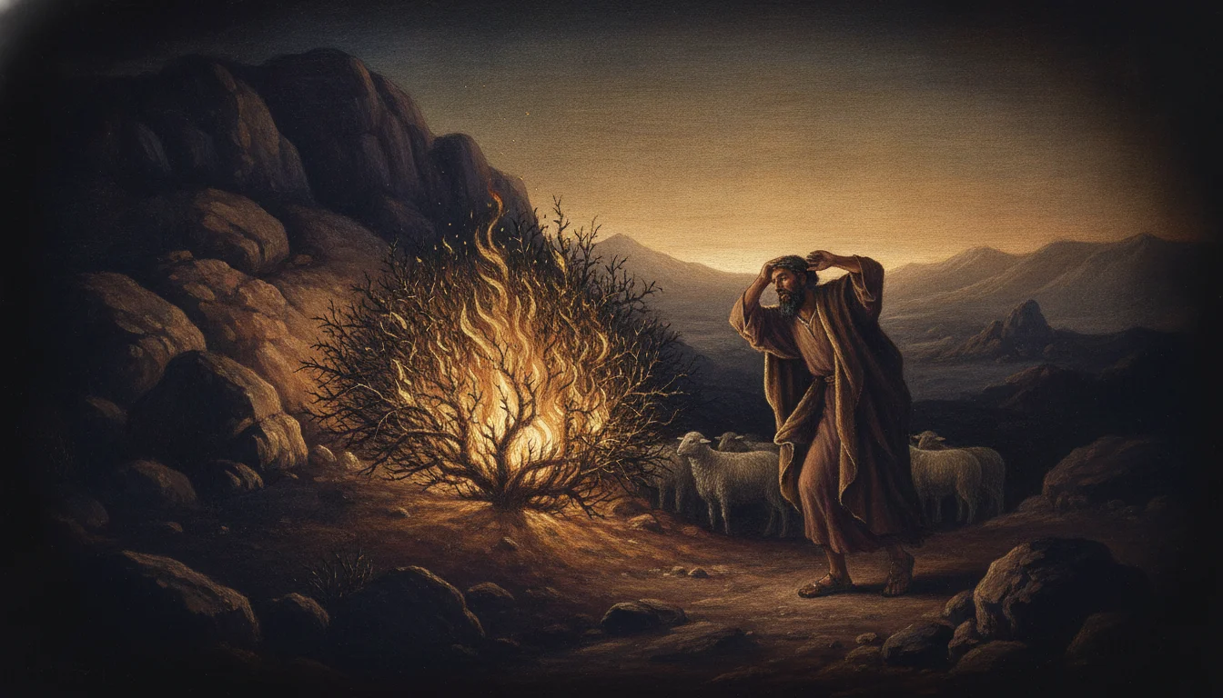 Painted scene of The Burning Bush